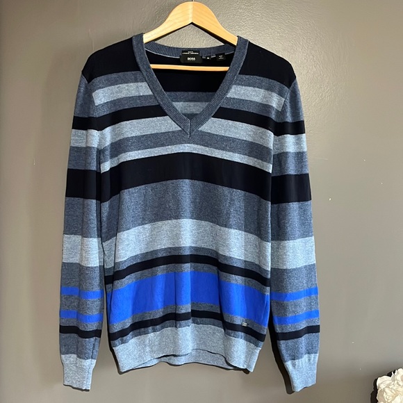 Hugo Boss Extra Fine Lambswool Stripe Sweater - Picture 2 of 12